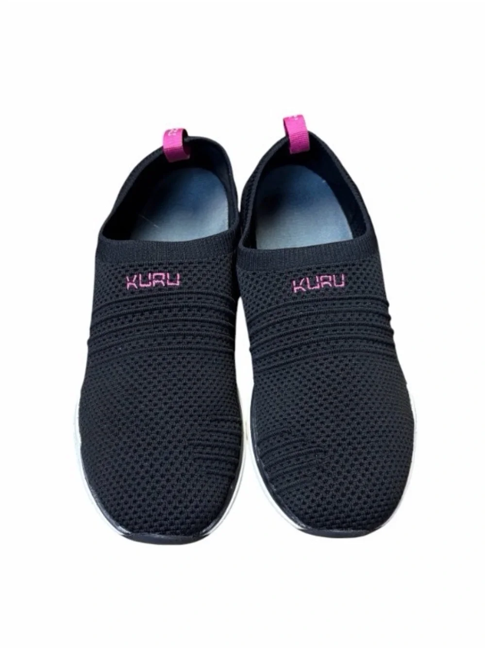 Kuru Stride Slip On Sneaker Shoes Black Pink Knit Women 10 Orthotic Comfort Walk